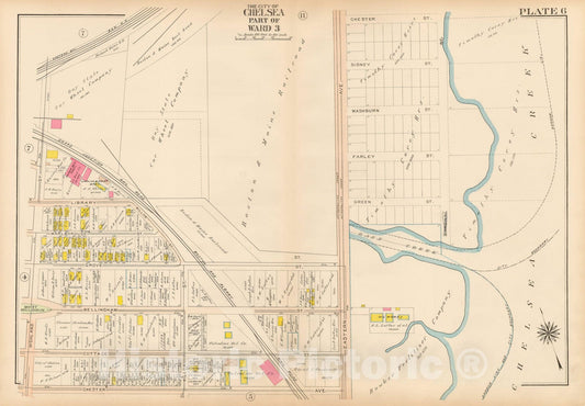 Historic Map : Atlas of Chelsea, Revere and Winthrop, Chelsea 1914 Plate 006 , Vintage Wall Art