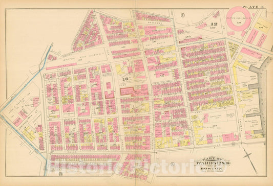 Historic Map : Atlas City of Boston, Boston Proper, Volume I, Boston 1883 Plate K , Vintage Wall Art