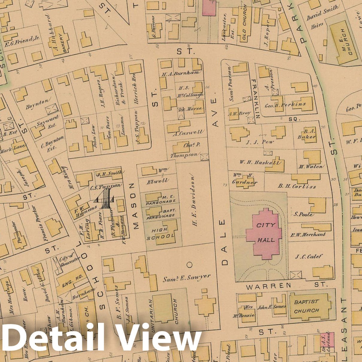Historic Map : Atlas City of Gloucester and Town of Rockport, Gloucester 1884 Plate 003 , Vintage Wall Art