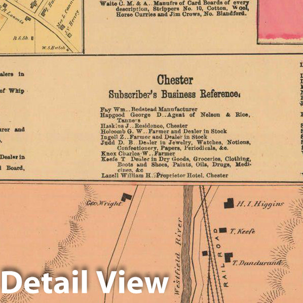 Historic Map : Atlas of Hampden County Massachusetts, Chester 1870 , Vintage Wall Art