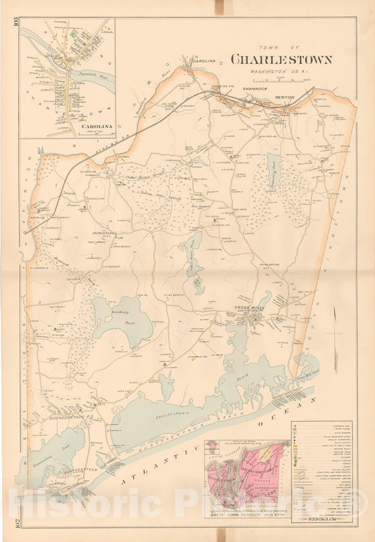Historic Map : Atlas of Southern Rhode Island, Charlestown 1895 , Vintage Wall Art