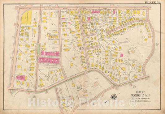 Historic Map : Atlas City of Boston, Roxbury, Roxbury 1915 Plate 026 , Vintage Wall Art