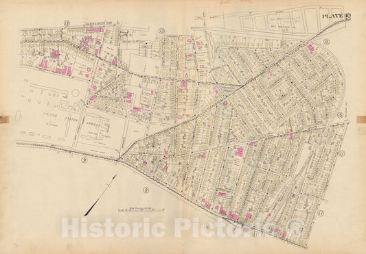 Historic Map : Atlas City of Springfield and the Town of Longmeadow 1920 Plate 010 , Vintage Wall Art
