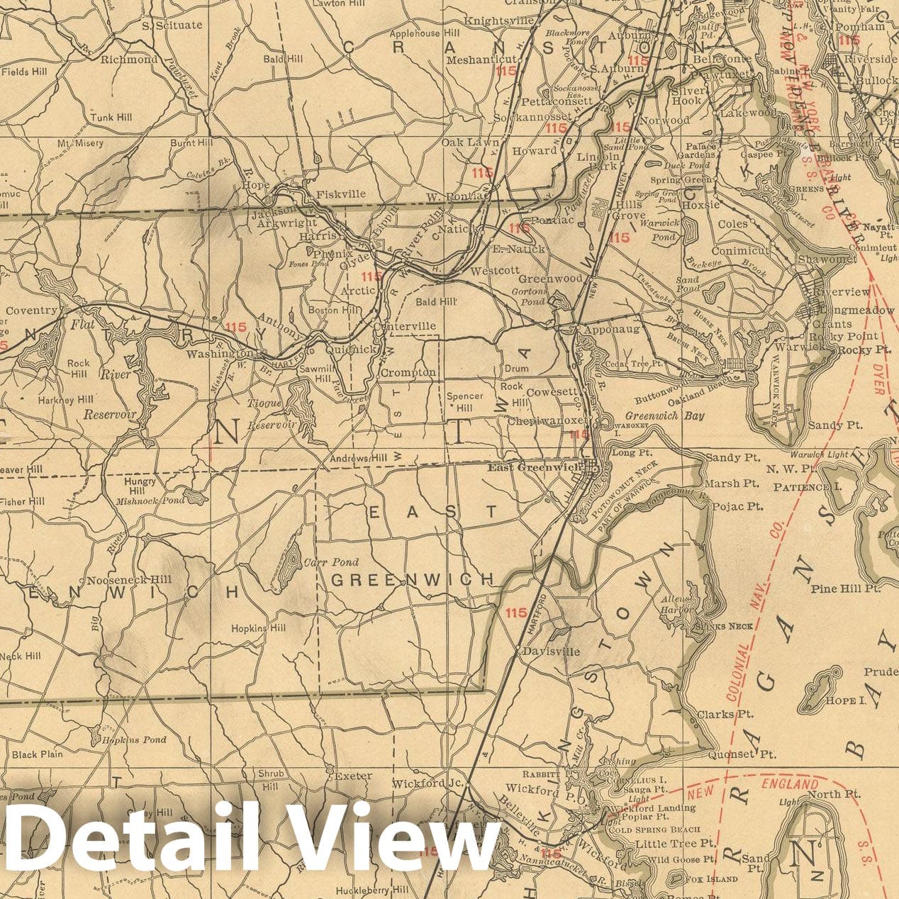 Historic Map : Rhode Island 1925 , Vintage Wall Art