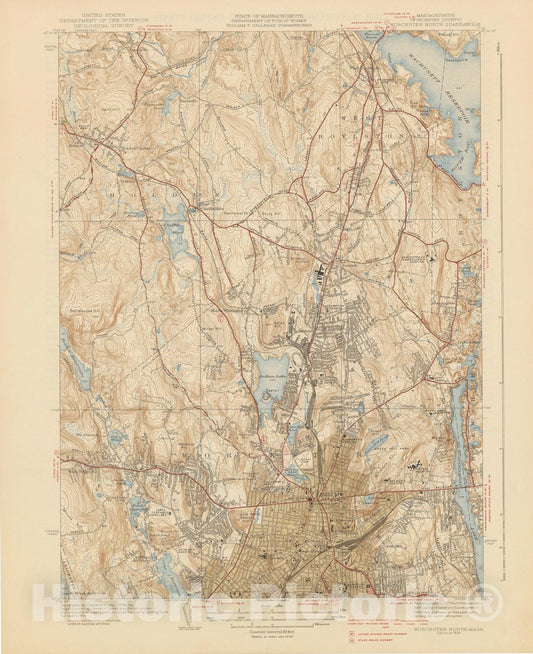 Historic Map : USGS 7.5 Minute Sheets and Quadrangles, Holden & West Boylston & Worcester 1939 Topographic Map , Vintage Wall Art