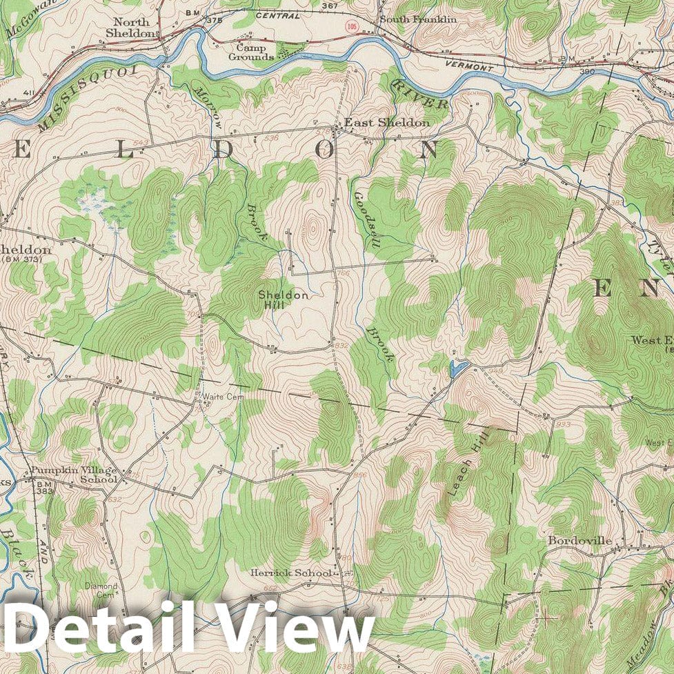 Historic Map : USGS 7.5 Minute Sheets and Quadrangles, Enosburg Falls & Enosburg Falls & Fairfield & Franklin 1953 Topographic Map , Vintage Wall Art