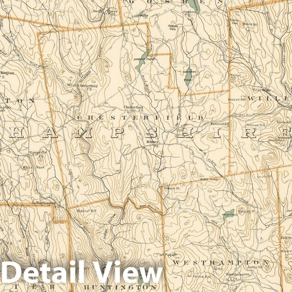 Historic Map : Atlas of Mass, Chester & Chesterfield & Hatfield & Huntington & Middlefield & Northampton & Williamsburg & Worthington 1908 Plate 023, Vintage Wall Art
