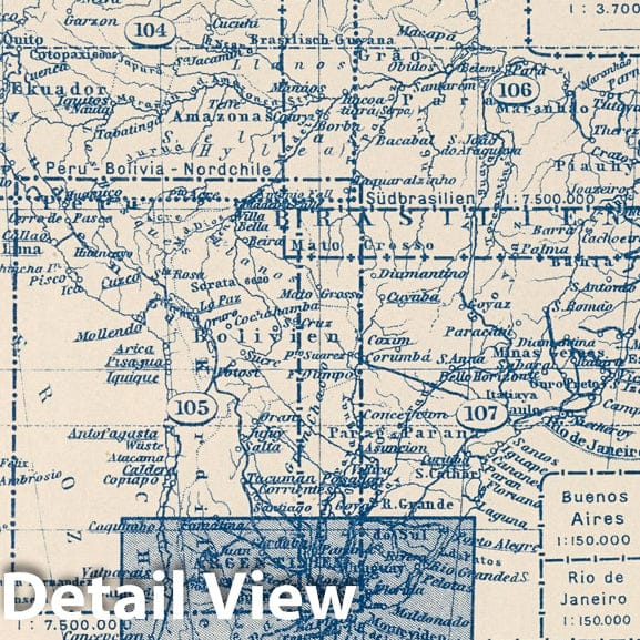 Southern Chile and Patagonia, 1925 - Historical Map Print