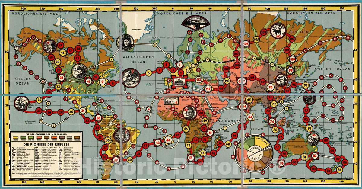 Historic Map : Games, World Mission Trip (game). 1930 - Vintage Wall Art