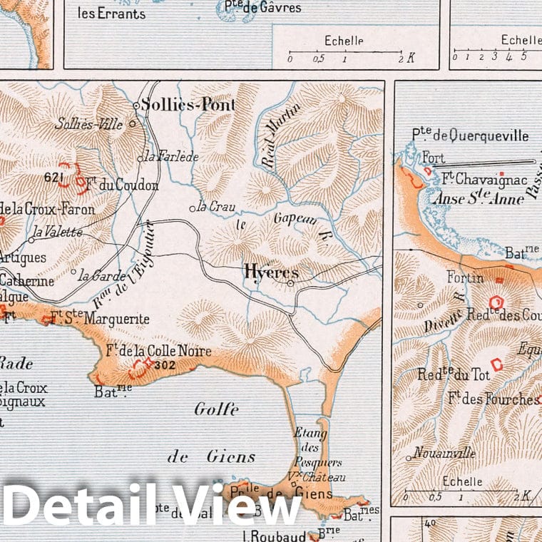 Five French Military Ports, 1900 - Historical Map Print