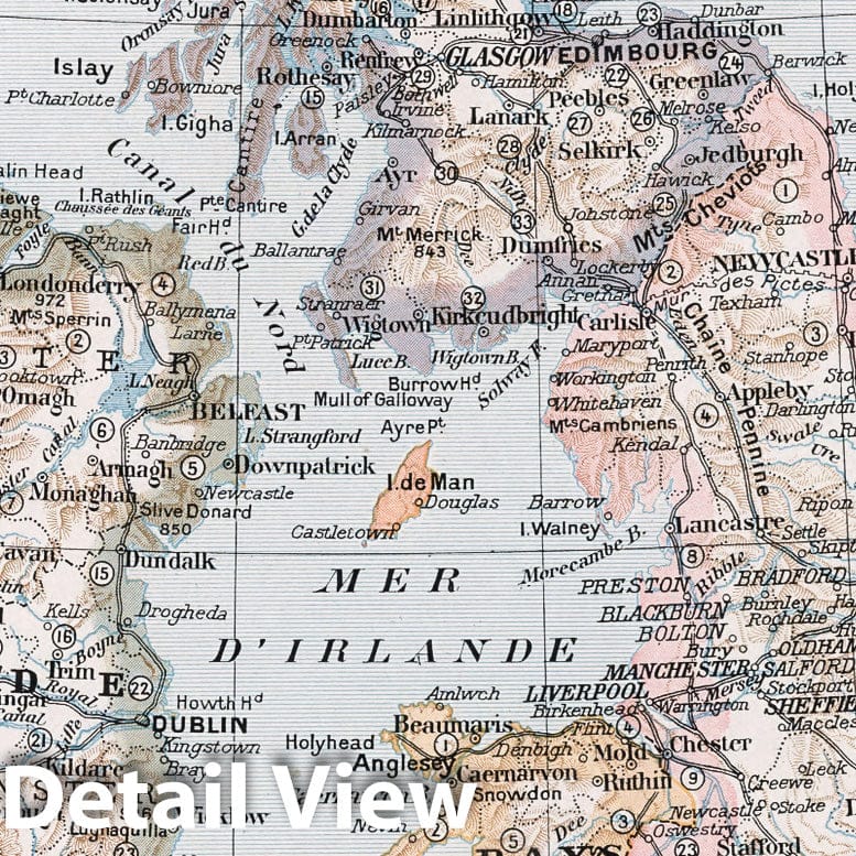 Historic Map : British Isles.Iles Britanniques. 1900 , Vintage Wall Art