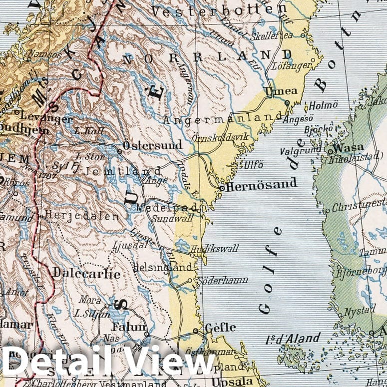 Sweden, Norway, and Denmark, 1900 - Historical Map Print