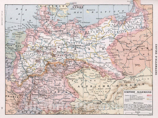 Historic Map : World Atlas Map, Empire d'Allemagne. 1900 - Vintage Wall Art