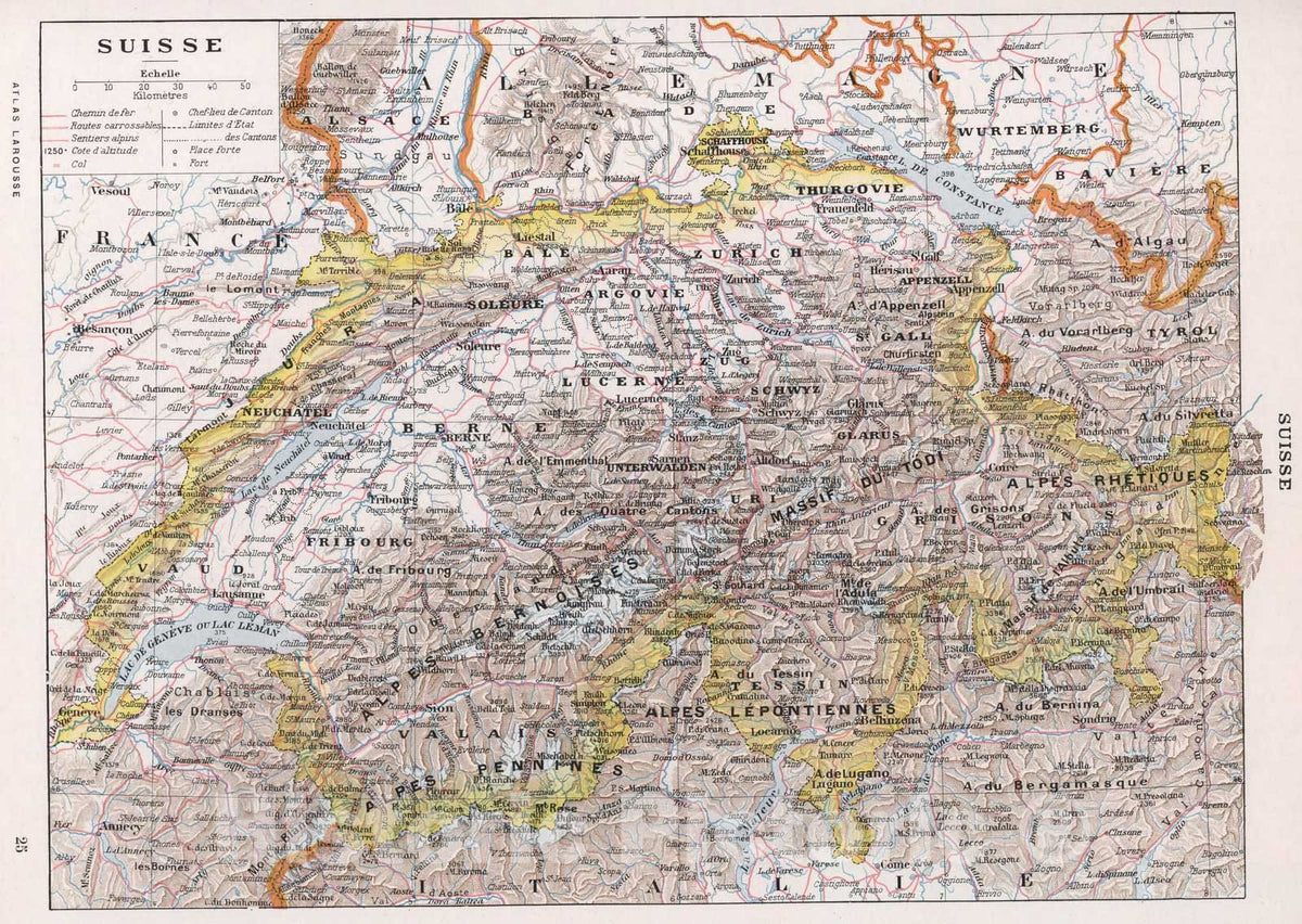 Historic Map : Switzerland,Suisse. 1900 , Vintage Wall Art