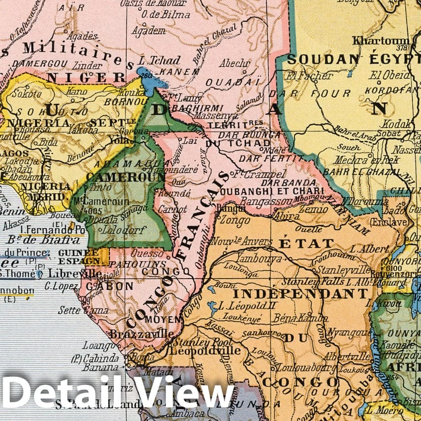 Historic Map : World Atlas Map, Afrique Generale. 1900 - Vintage Wall Art