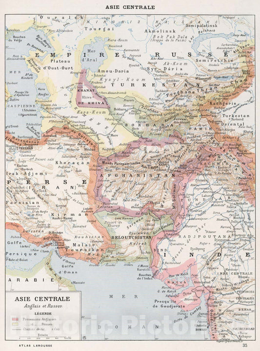 Historic Map : World Atlas Map, Asie Centrale. 1900 - Vintage Wall Art