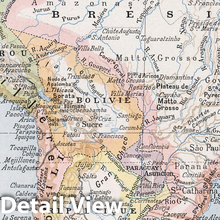 South America, 1900 - Atlas Larousse Illustre Historical Map Print