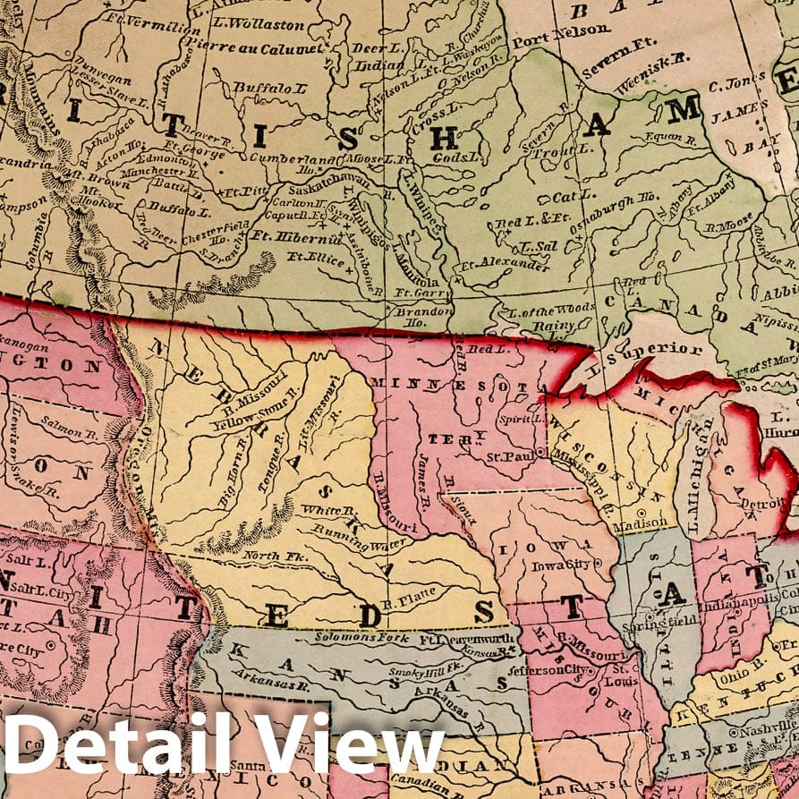 Historic Map : World Atlas Map, North America. 1856 - Vintage Wall Art