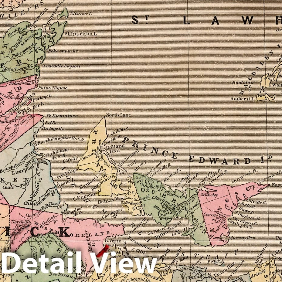 Nova Scotia and New Brunswick, 1843 - Historical Map Print