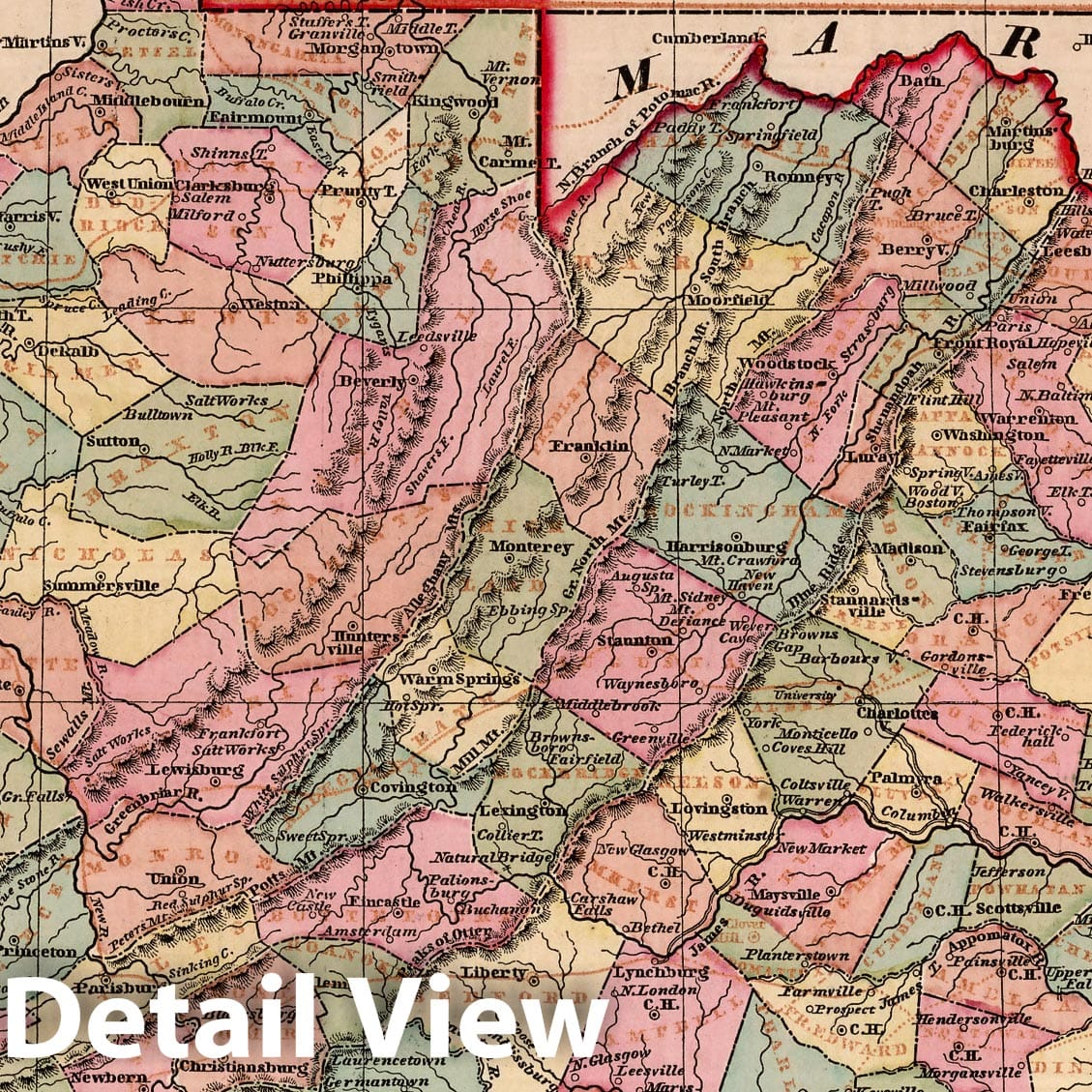 Virginia, 1856 - Historical Map Print from Morse's General Atlas