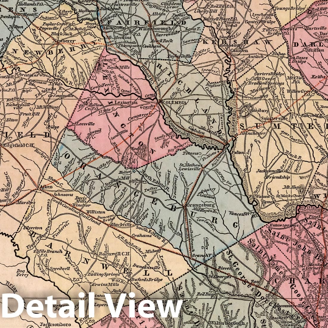 South Carolina, 1843 - Historical Map Print from Morse's General Atlas