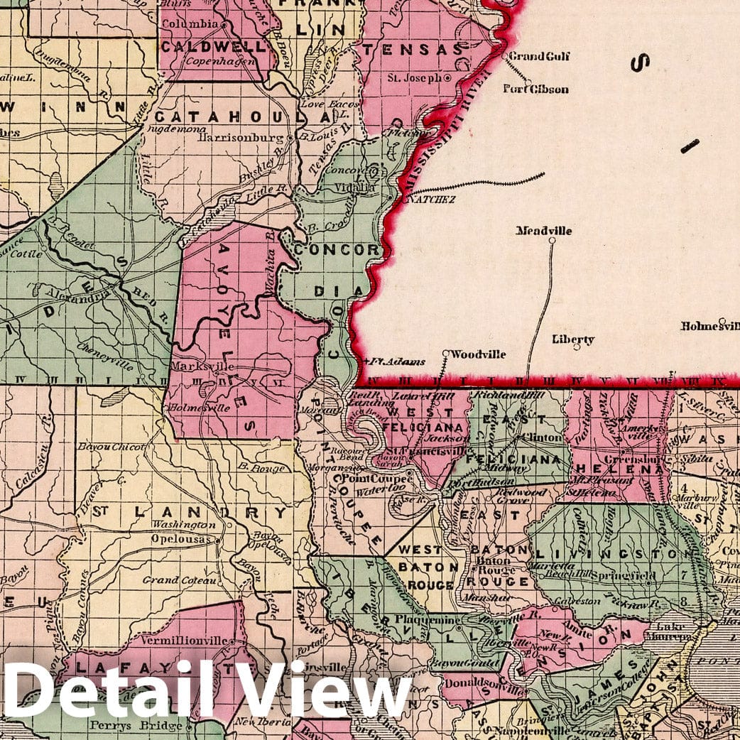 Louisiana, 1842 - Historical Map Print from Morse's General Atlas