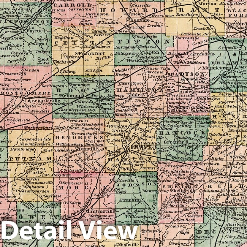 Indiana, 1856 - Morse's General Atlas Historical Map Print