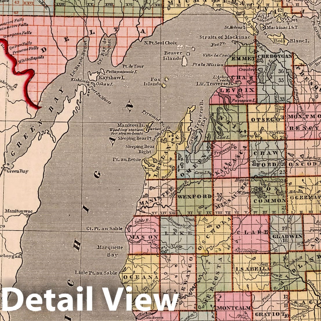 Michigan, 1844 - Historical Map Print from Morse's General Atlas