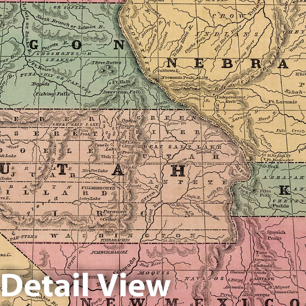 Territories of the United States, 1856 - Historical Map Print from Morse's General Atlas