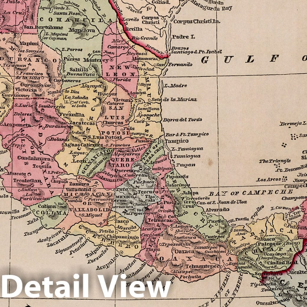 Historic Map : World Atlas Map, Mexico. 1856 - Vintage Wall Art