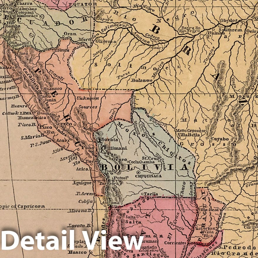 South America, 1856 - Morse's General Atlas Historical Map Print
