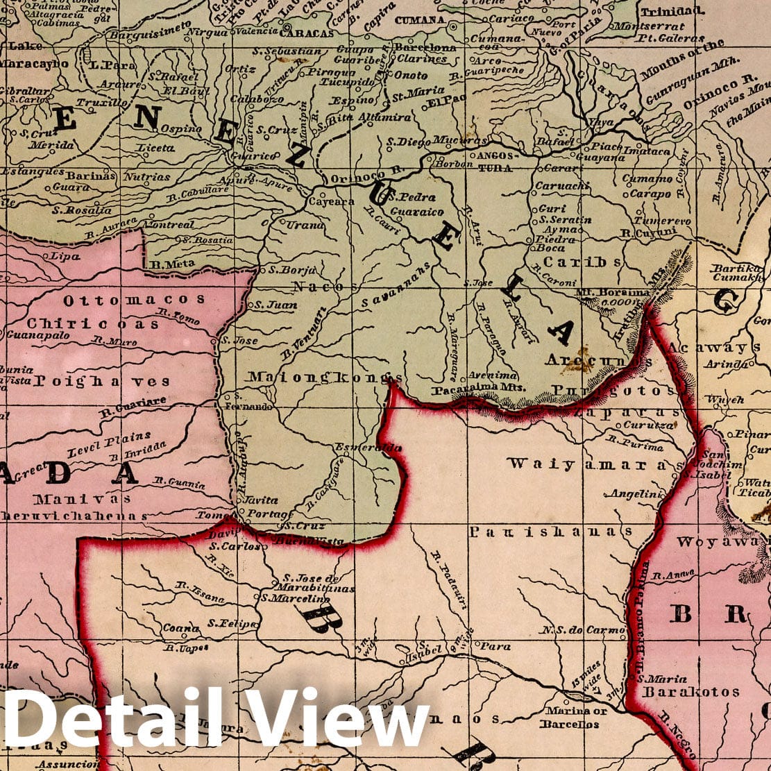 Ecuador, Venezuela, Guyana, and Suriname, 1856 - Historical Map Print