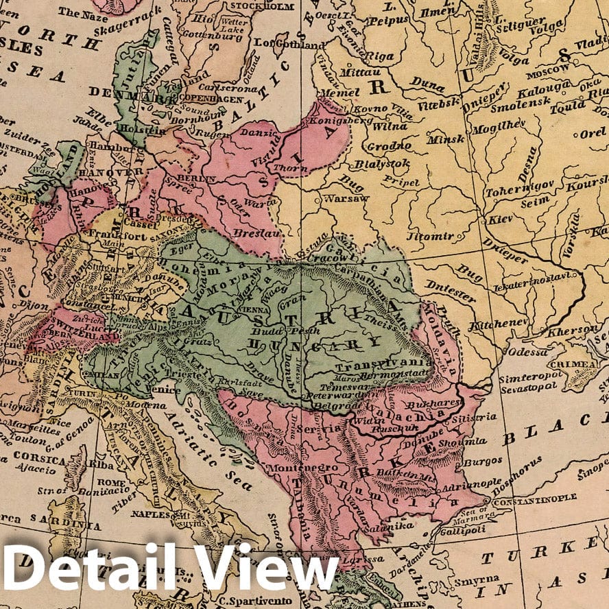 Europe, 1856 - Historical Map Print from Morse's General Atlas