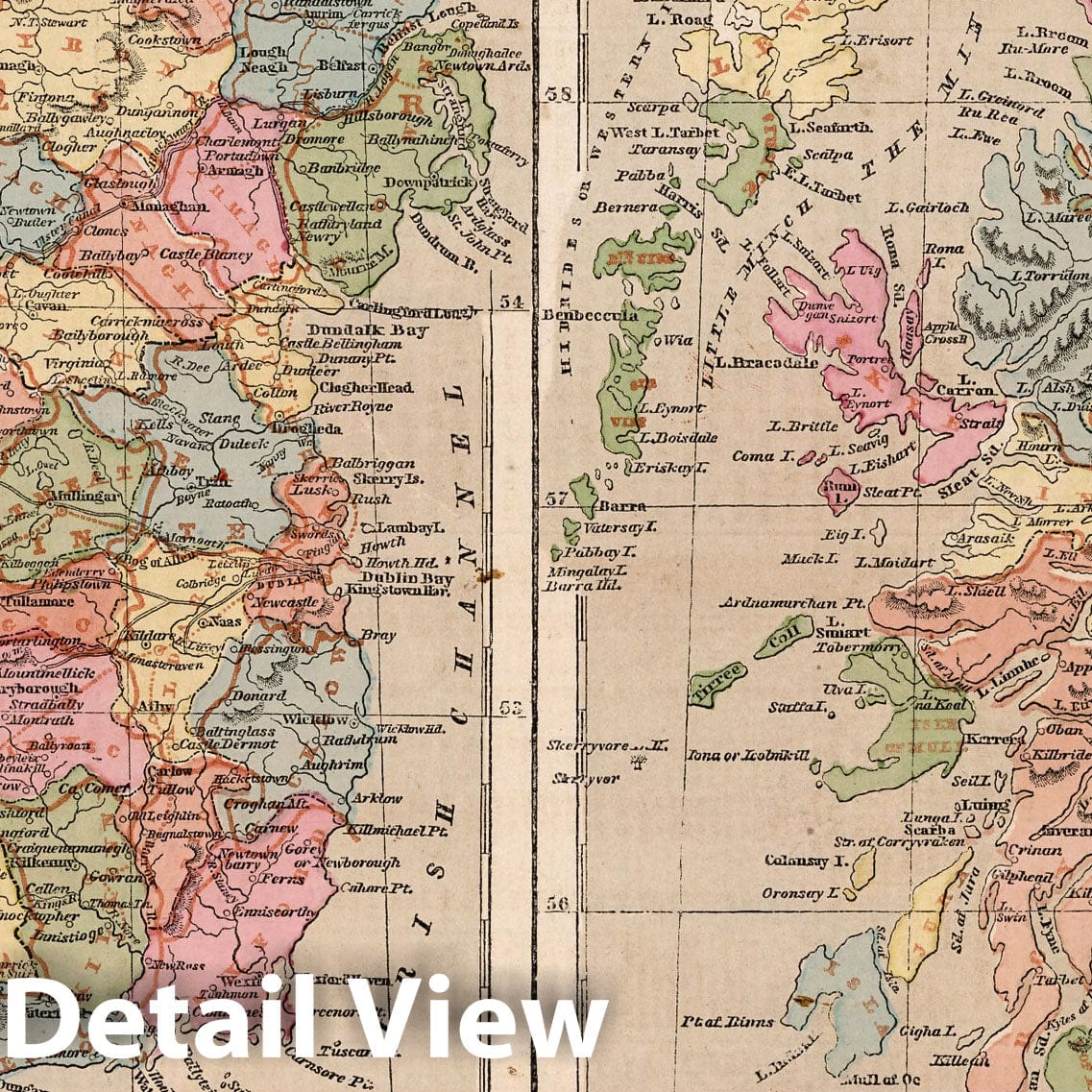 Ireland and Scotland, 1856 - Historical Map Print from Morse's General Atlas