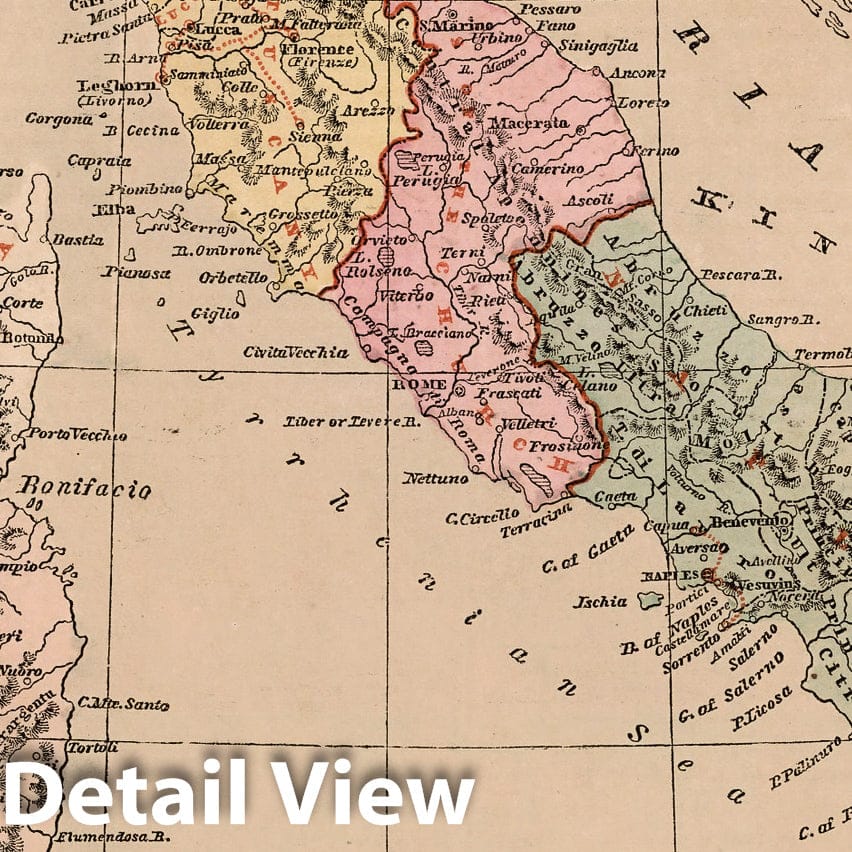 Italy, 1856 - Historical Map Print from Morse's General Atlas