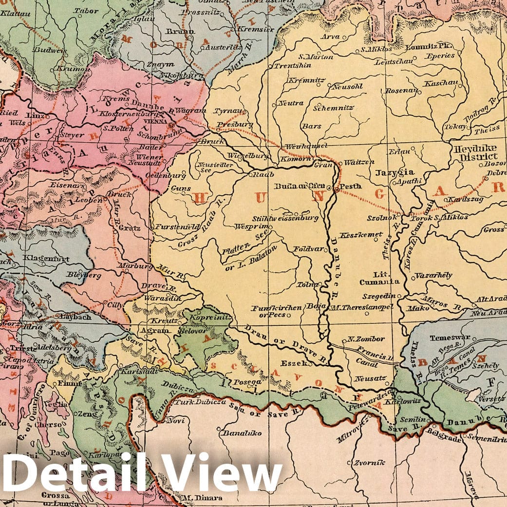 Historic Map : World Atlas Map, Austrian Empire. 1856 - Vintage Wall Art
