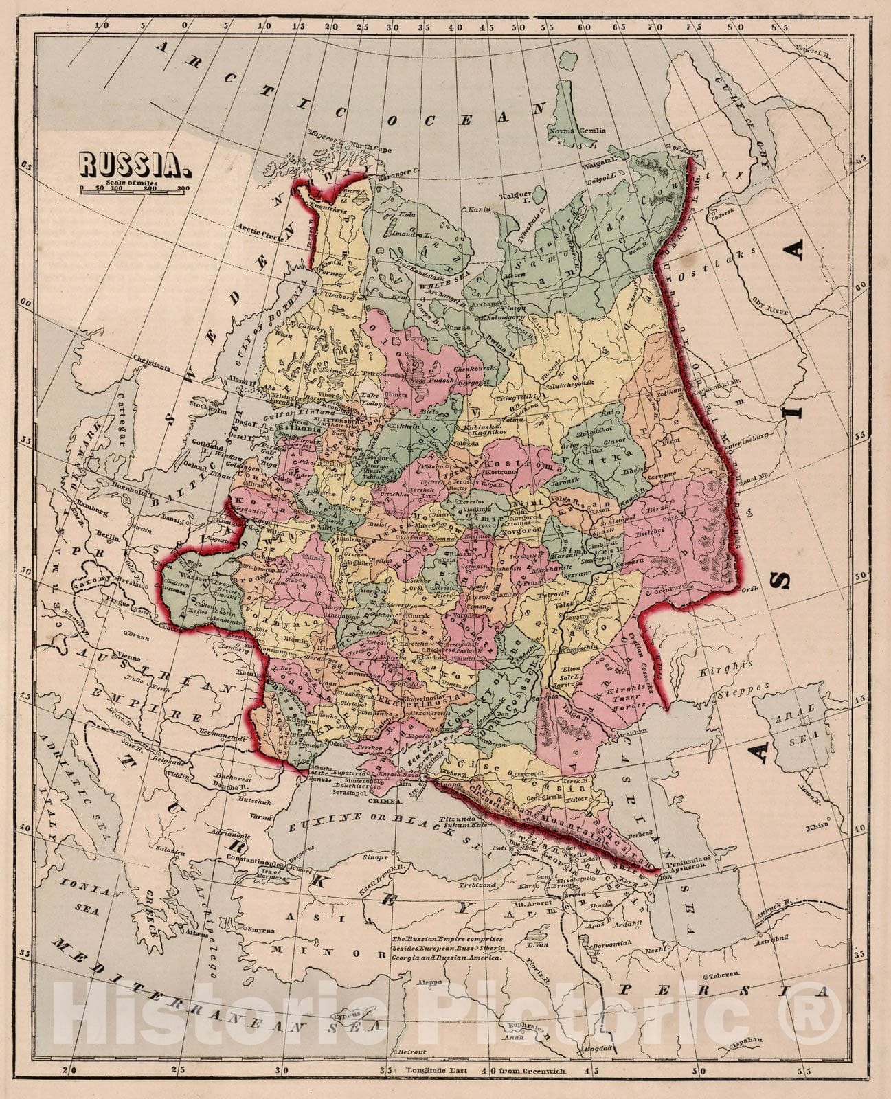 Historic Map : World Atlas Map, Russia. 1856 - Vintage Wall Art