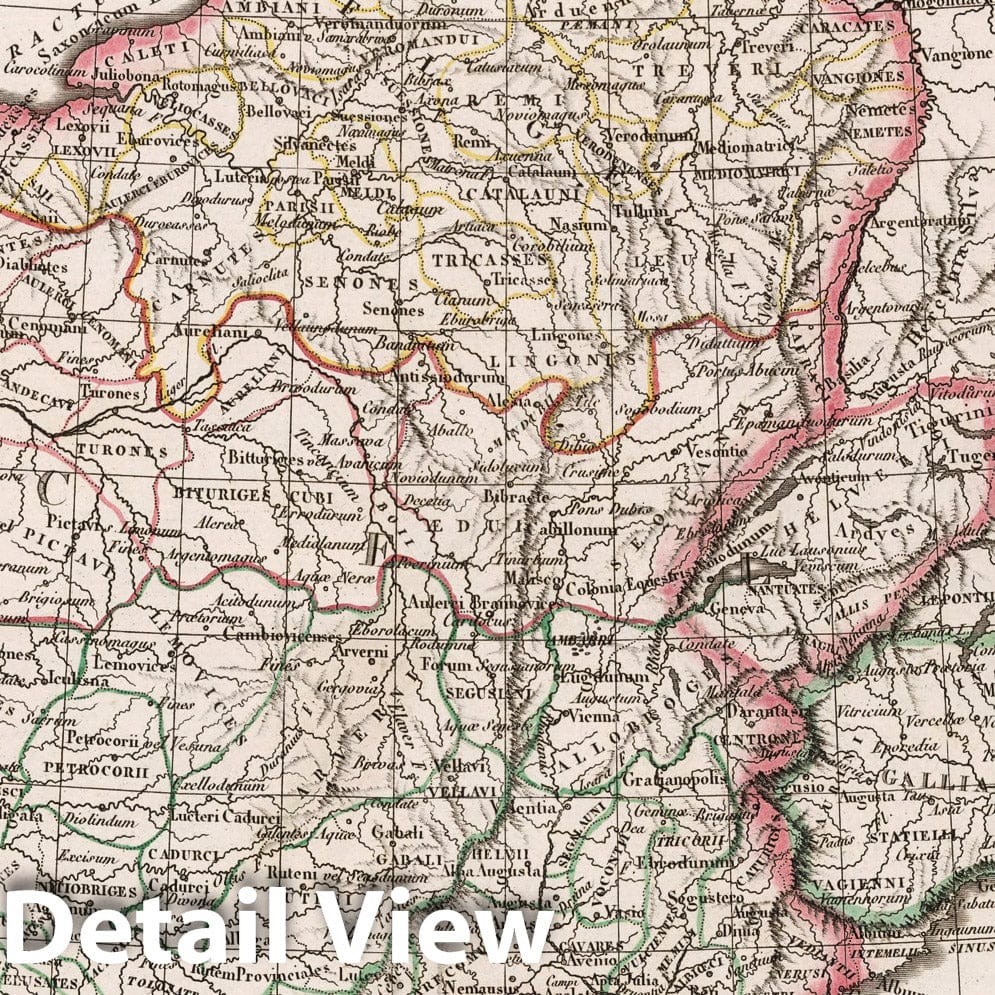 Historic Wall Map : France,Les Gauls. 1812 , Vintage Wall Art