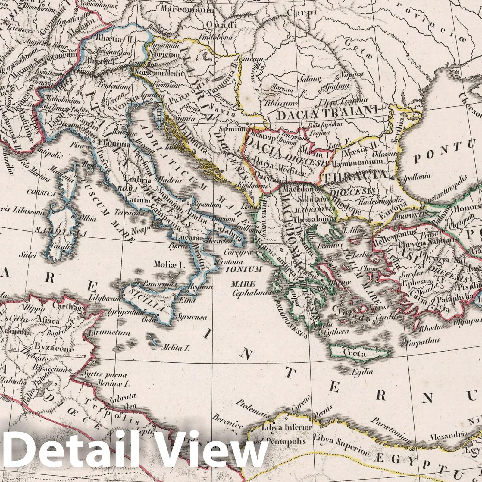 Roman Empire under Constantine and Trajan, 1812 - Historical Map Print