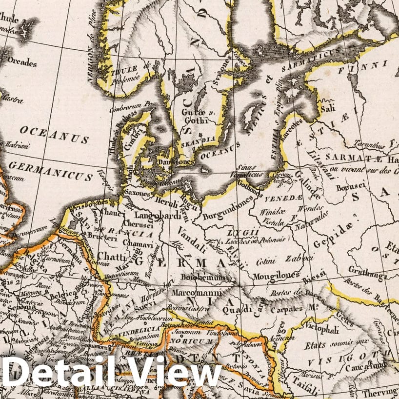 Europe Before the Invasion of the Huns, 1812 - Historical Map Print
