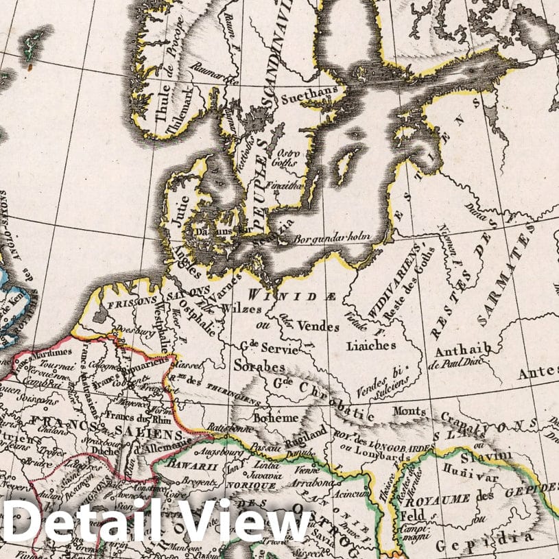 Europe After the Barbarian Invasions, Late Fifth Century, 1811 - Historical Map Print