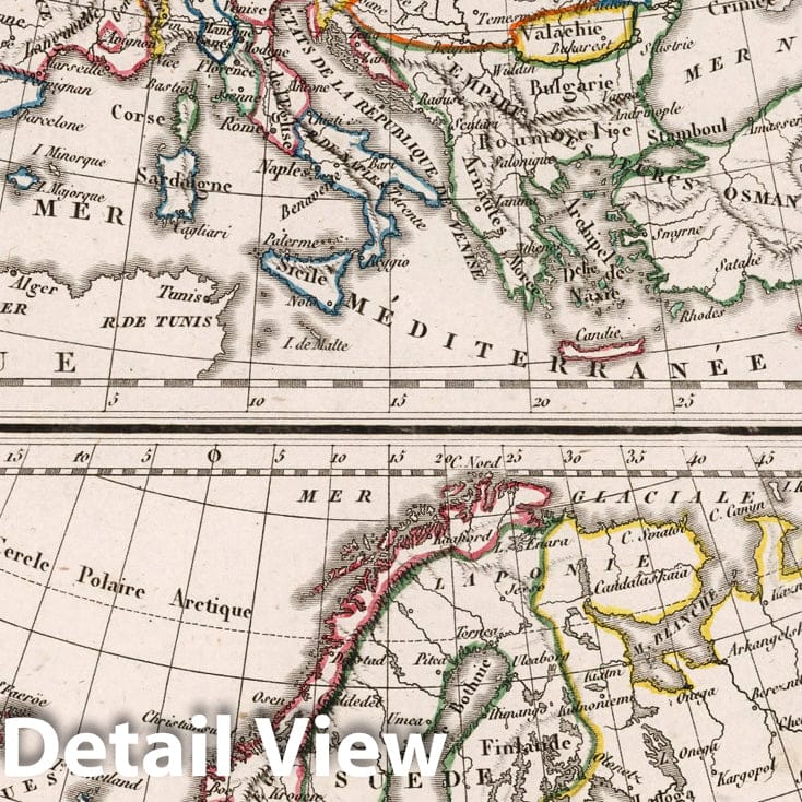 Europe under Charles V and Europe in 1789 - 1812 Historical Map Print