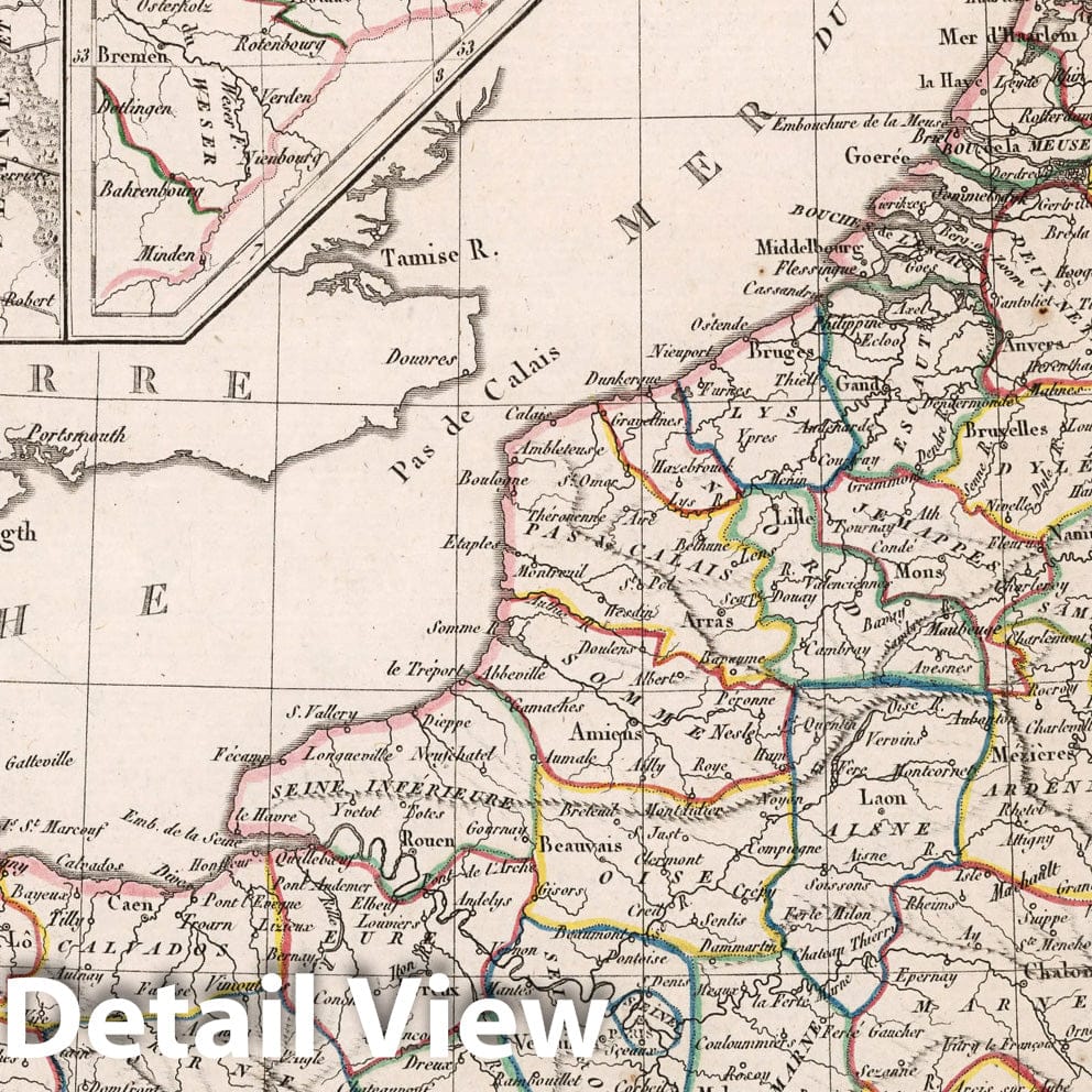 Northern France with Paris Region, 1812 - Historical Map Print