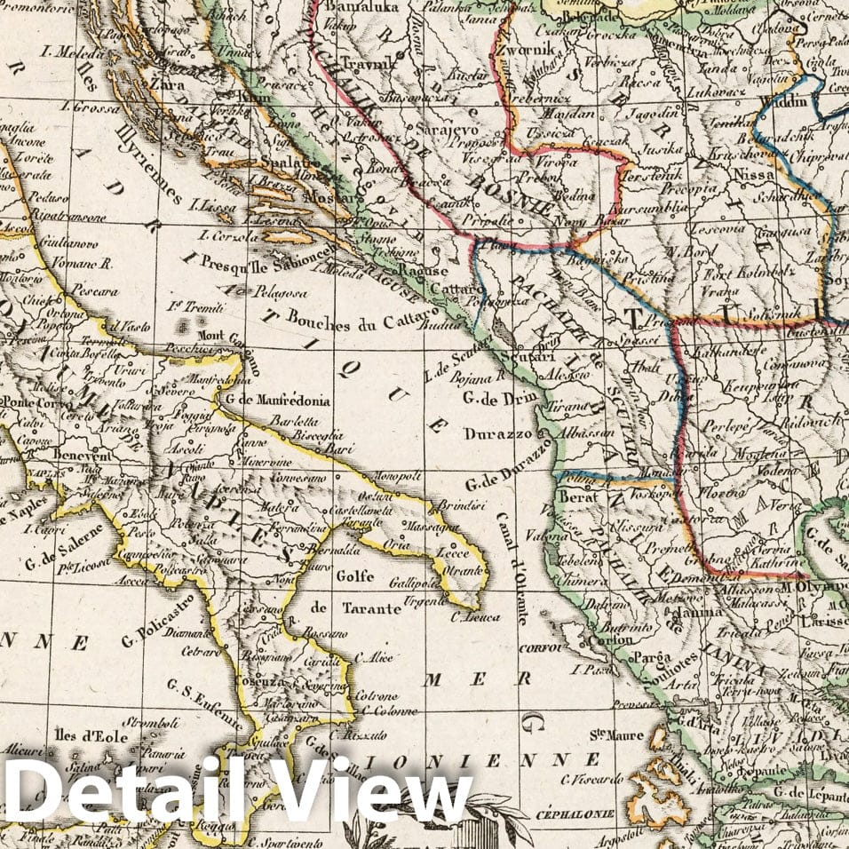 Italy, Greece, and Albania, 1812 - Historical Map Print