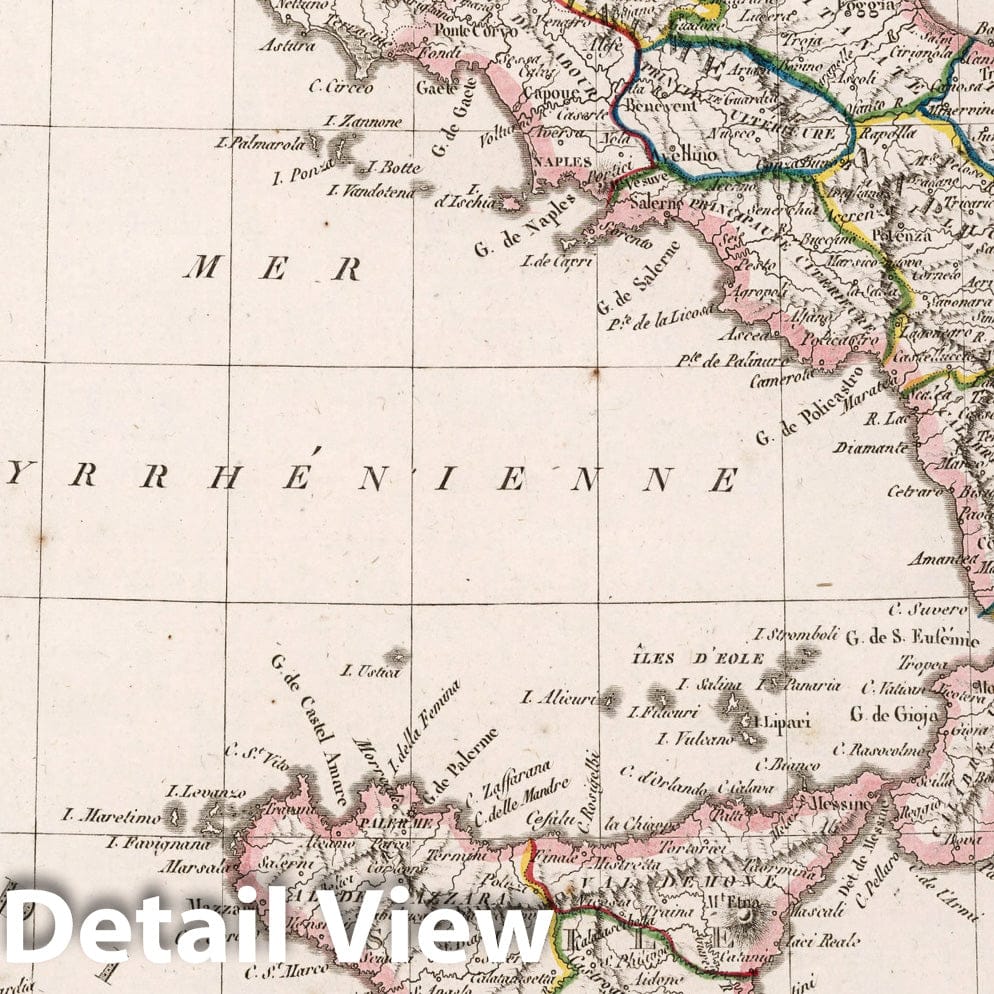 Kingdoms of Naples, Sicily, and Sardinia, 1812 - Historical Map Print