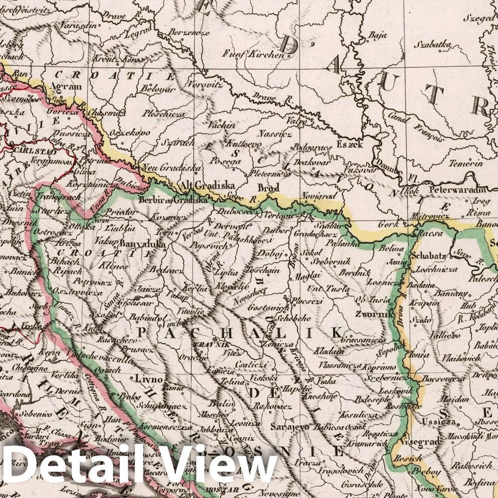 Illyrian Provinces, Serbia, and Bosnia, 1812 - Historical Map Print