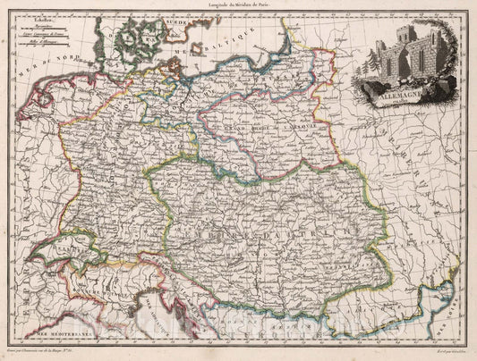 Historic Map : Germany,Allemagne en 1812. 1812 , Vintage Wall Art