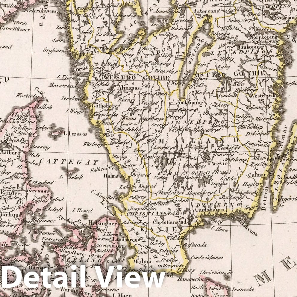 Denmark with Southern Sweden and Norway, 1812 - Historical Map Print