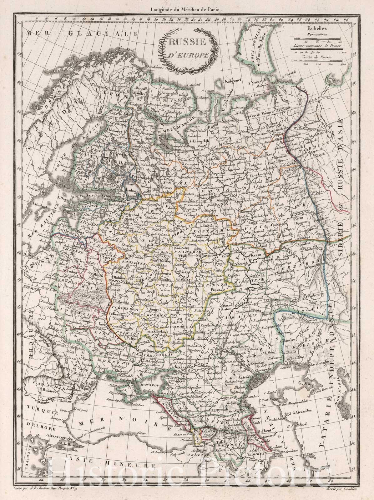 Historic Wall Map : Russia,Russie d'Europe. 1812 , Vintage Wall Art