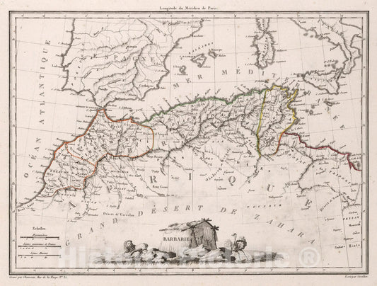 Historic Map : Morocco,Barbarie. 1812 , Vintage Wall Art